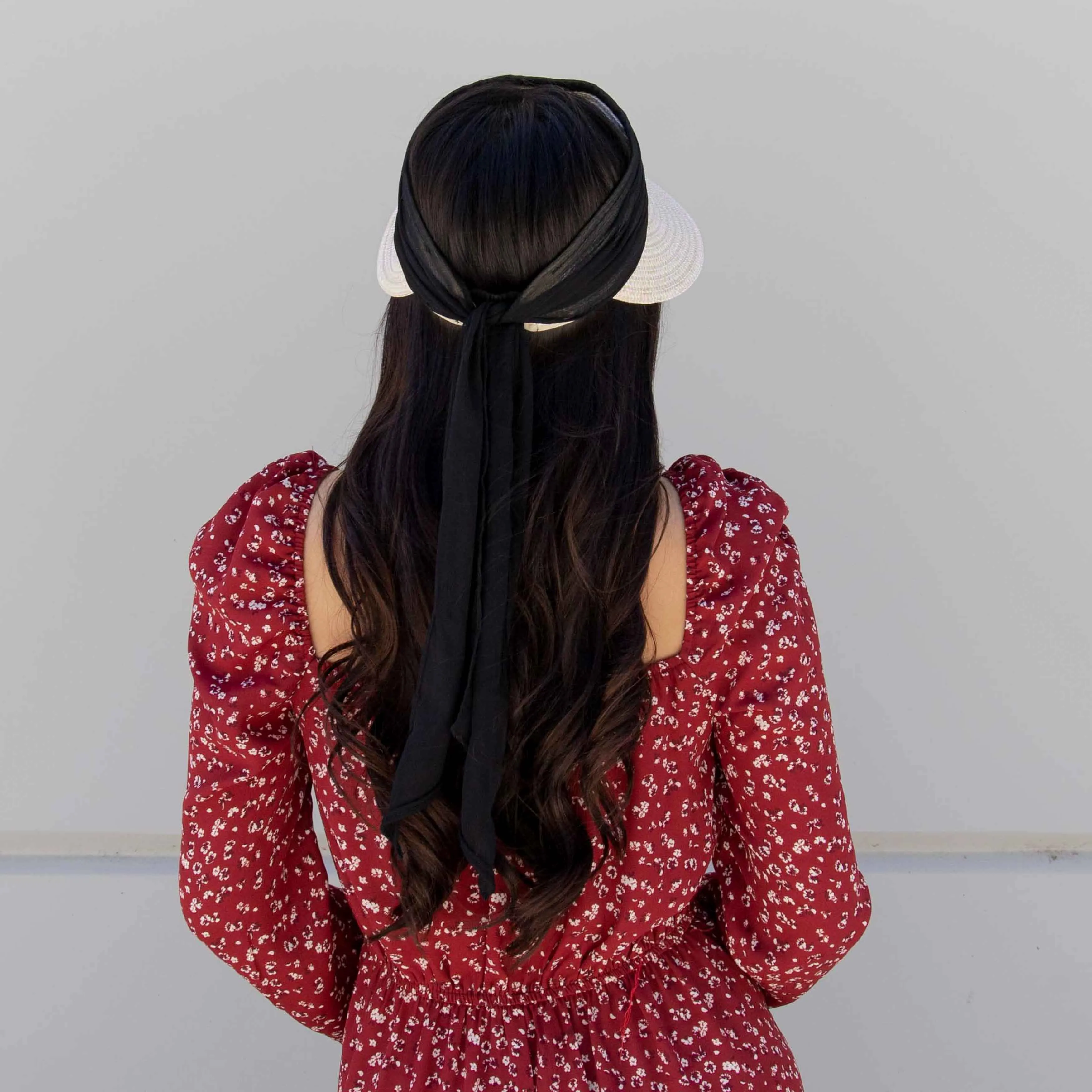 Women's Paperbraid Visor With Chiffon Bow (PBV020)