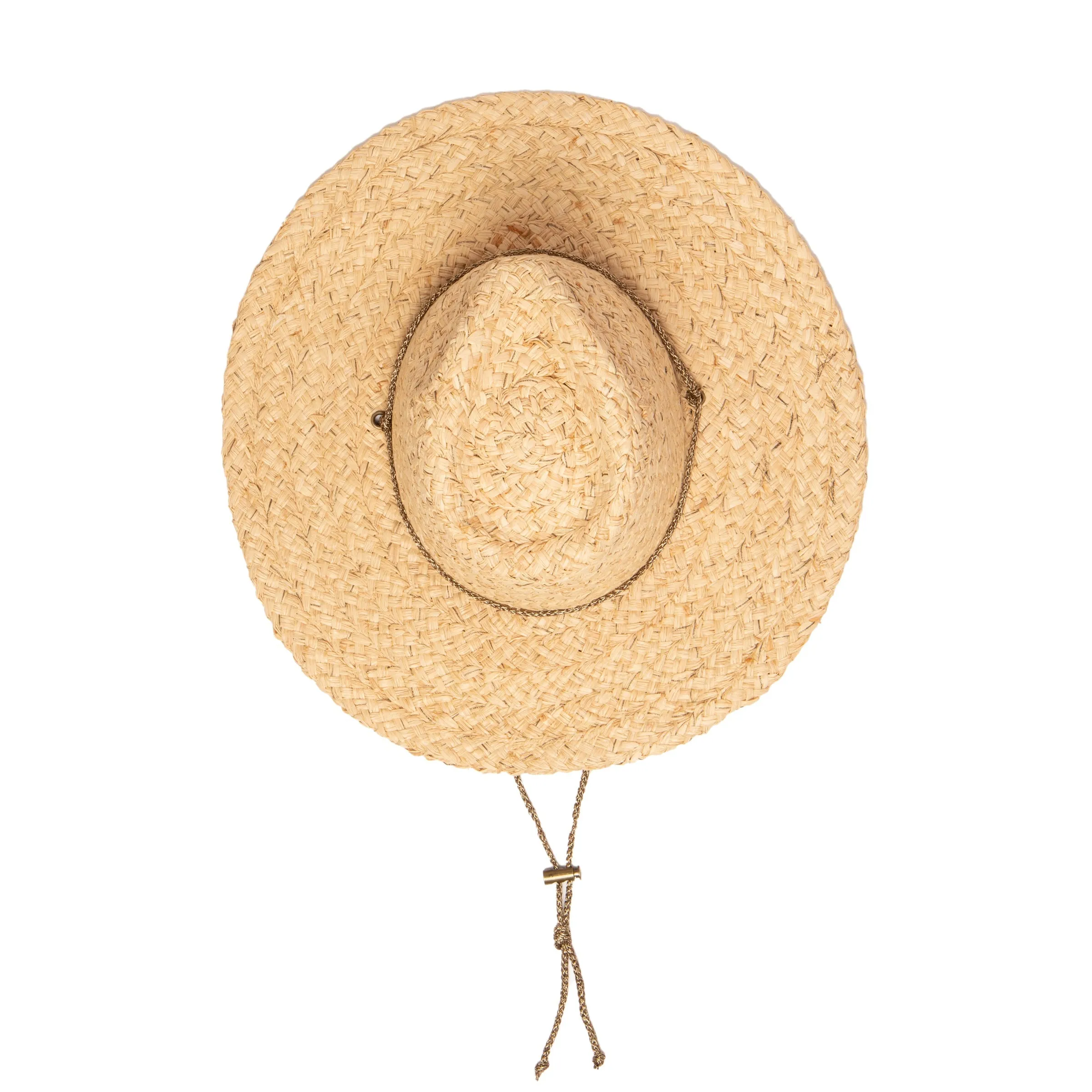 Women's Raffia Lurex Blend Lifeguard Hat with Adjustable Chin Cord