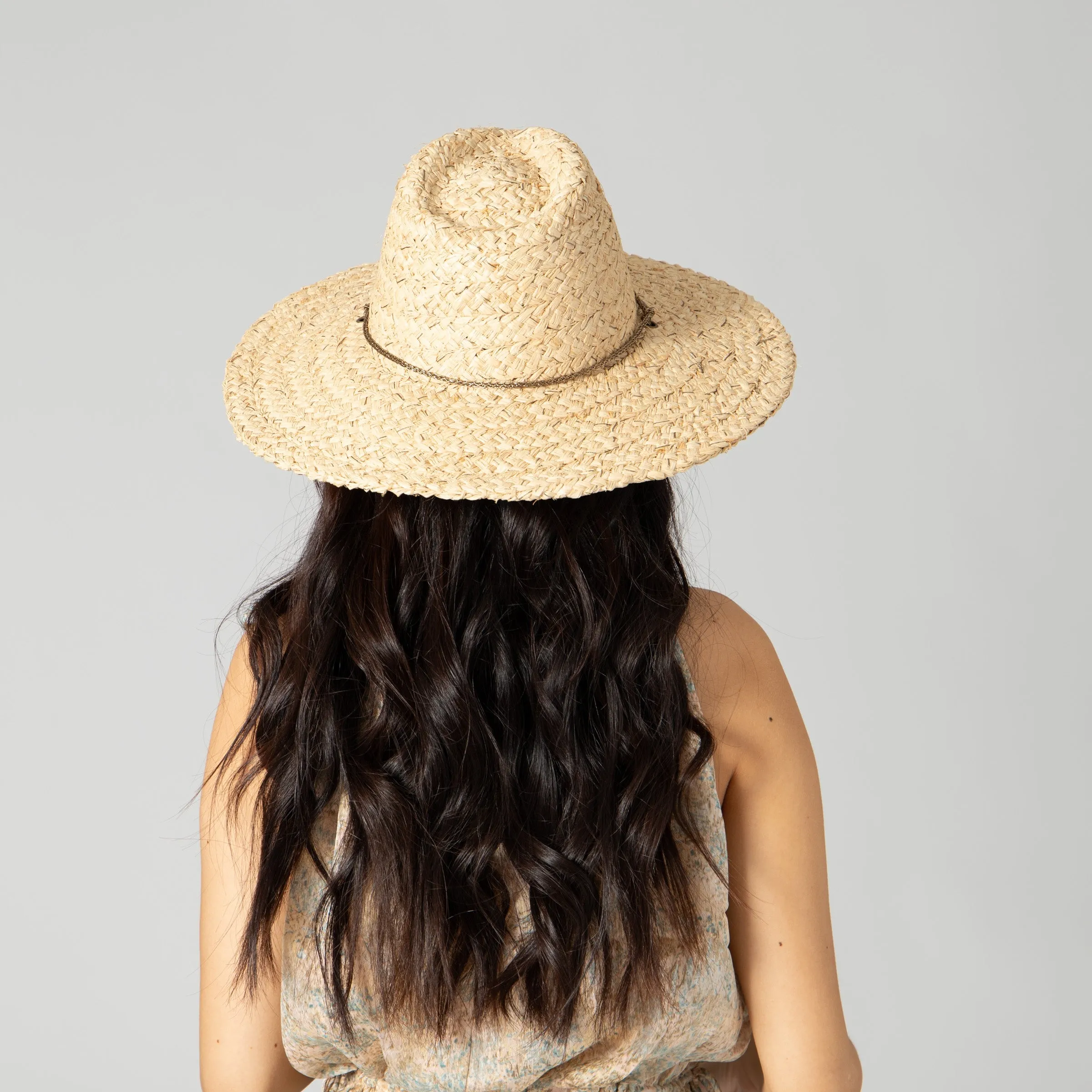 Women's Raffia Lurex Blend Lifeguard Hat with Adjustable Chin Cord