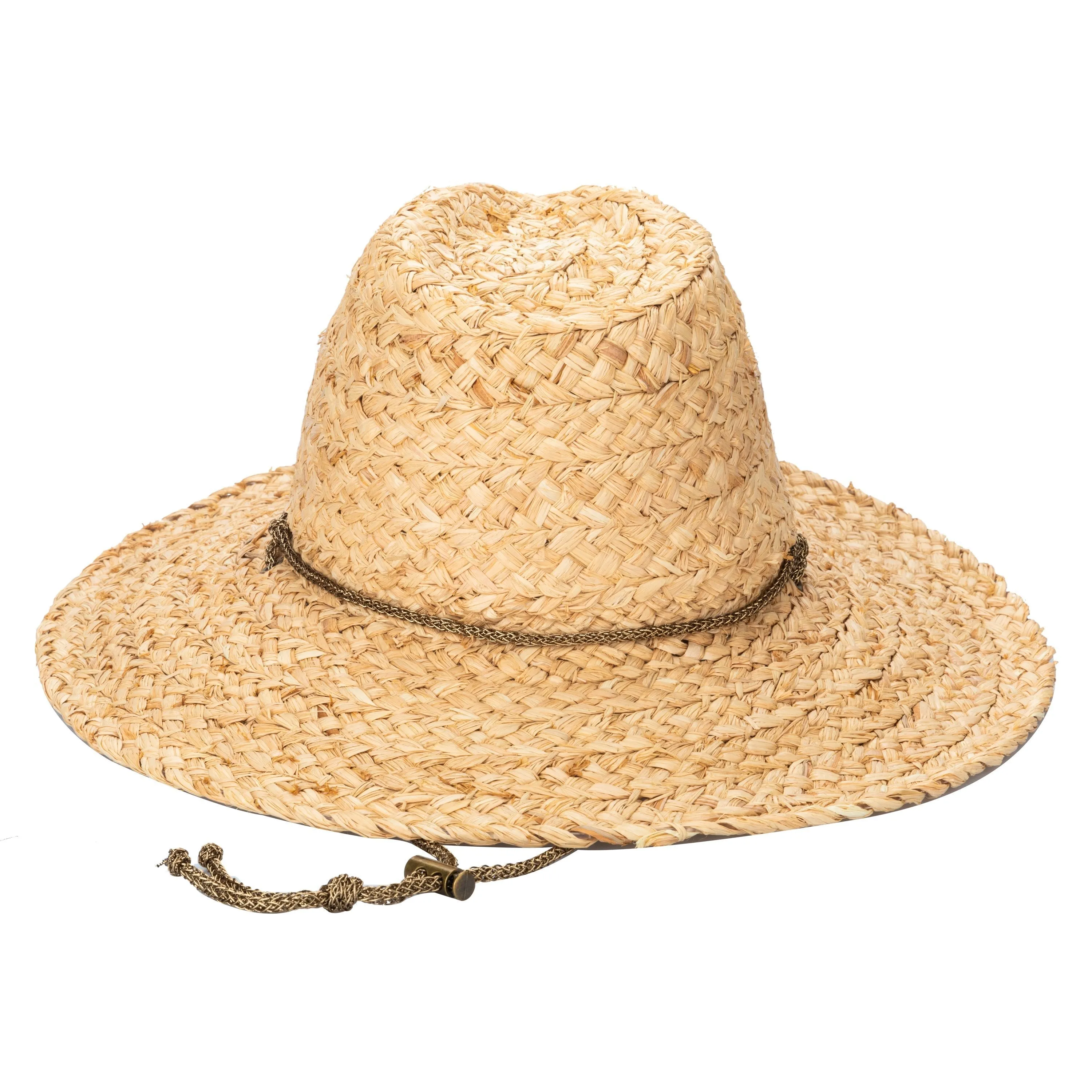 Women's Raffia Lurex Blend Lifeguard Hat with Adjustable Chin Cord