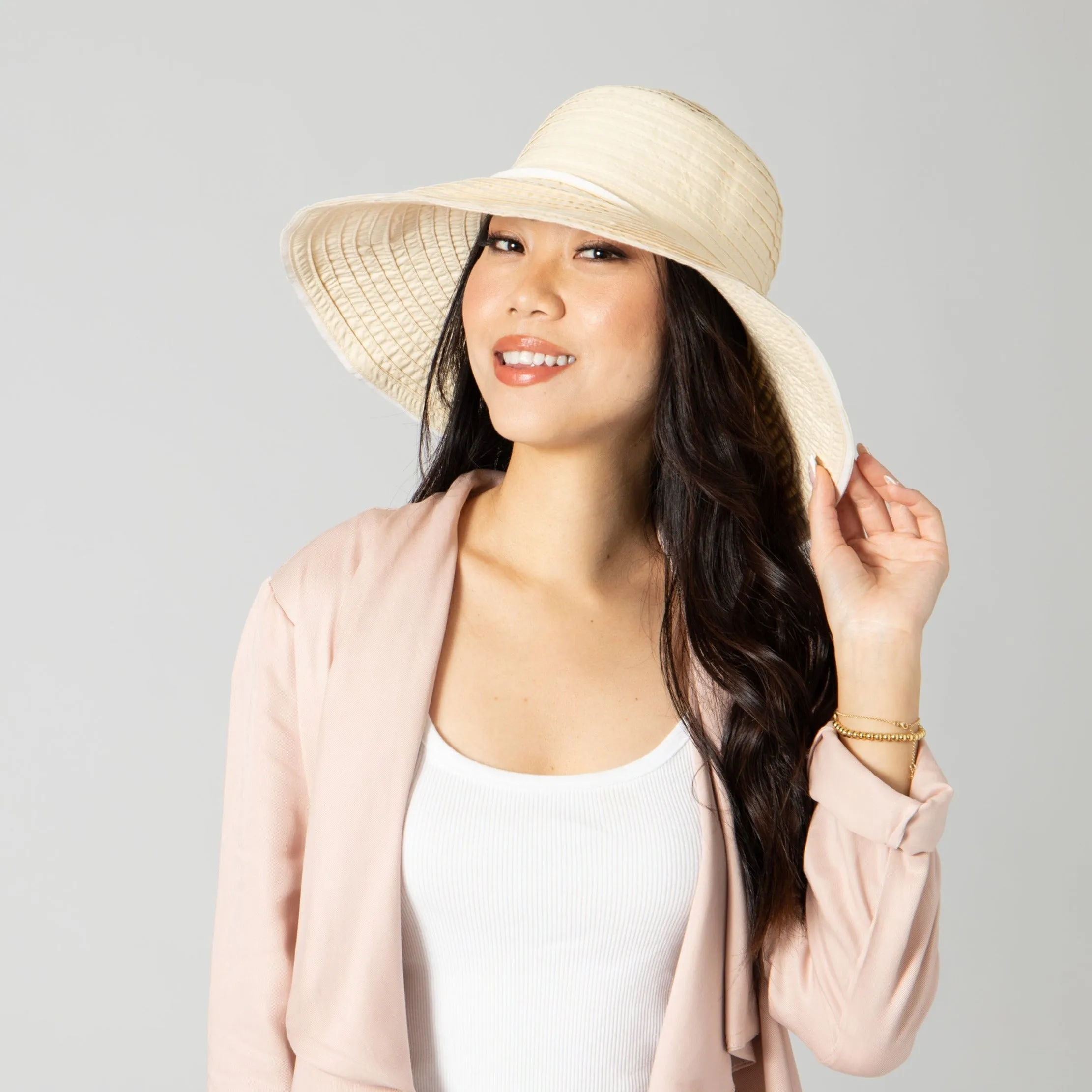 Women's Raw Edge Ribbon Sun Hat