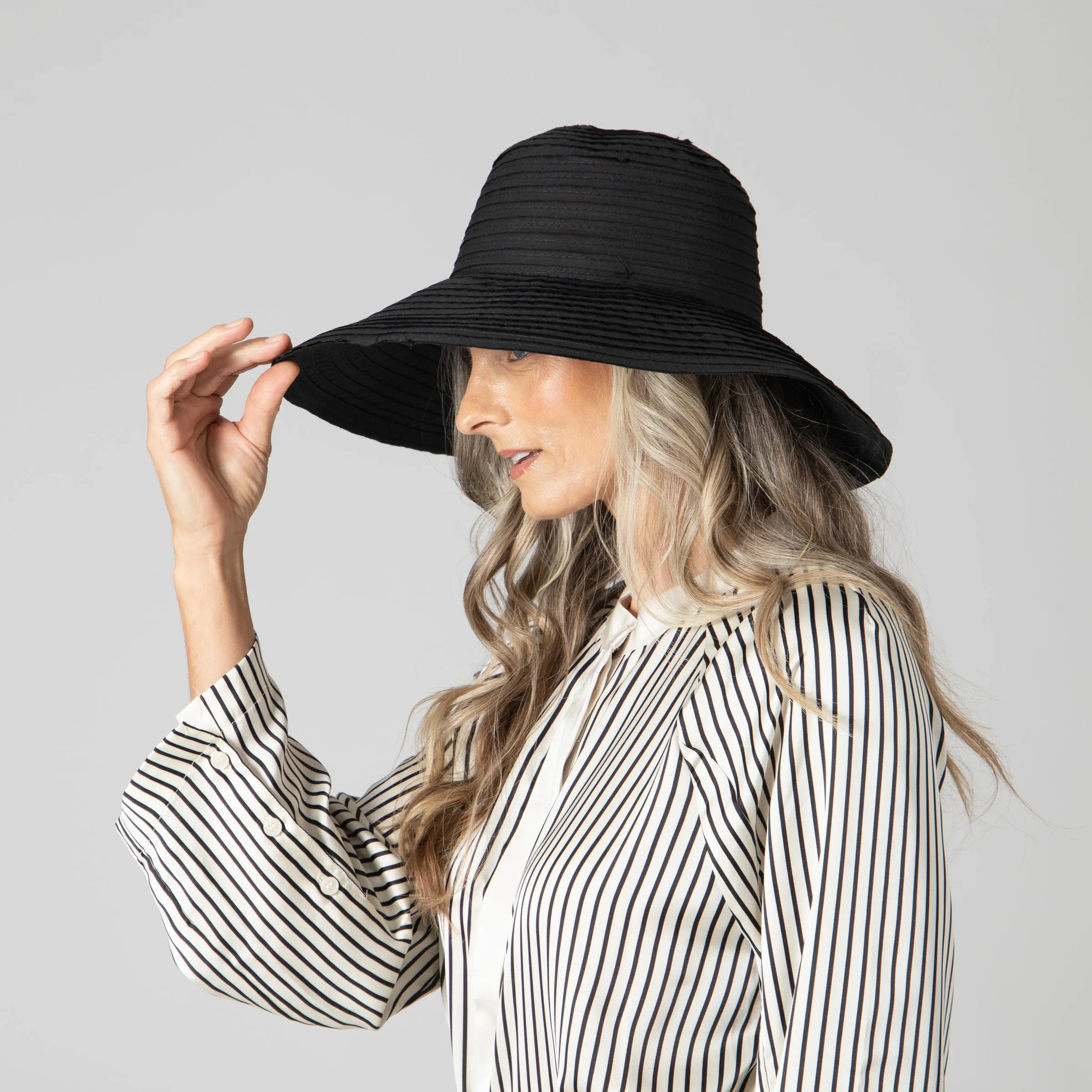 Women's Raw Edge Ribbon Sun Hat