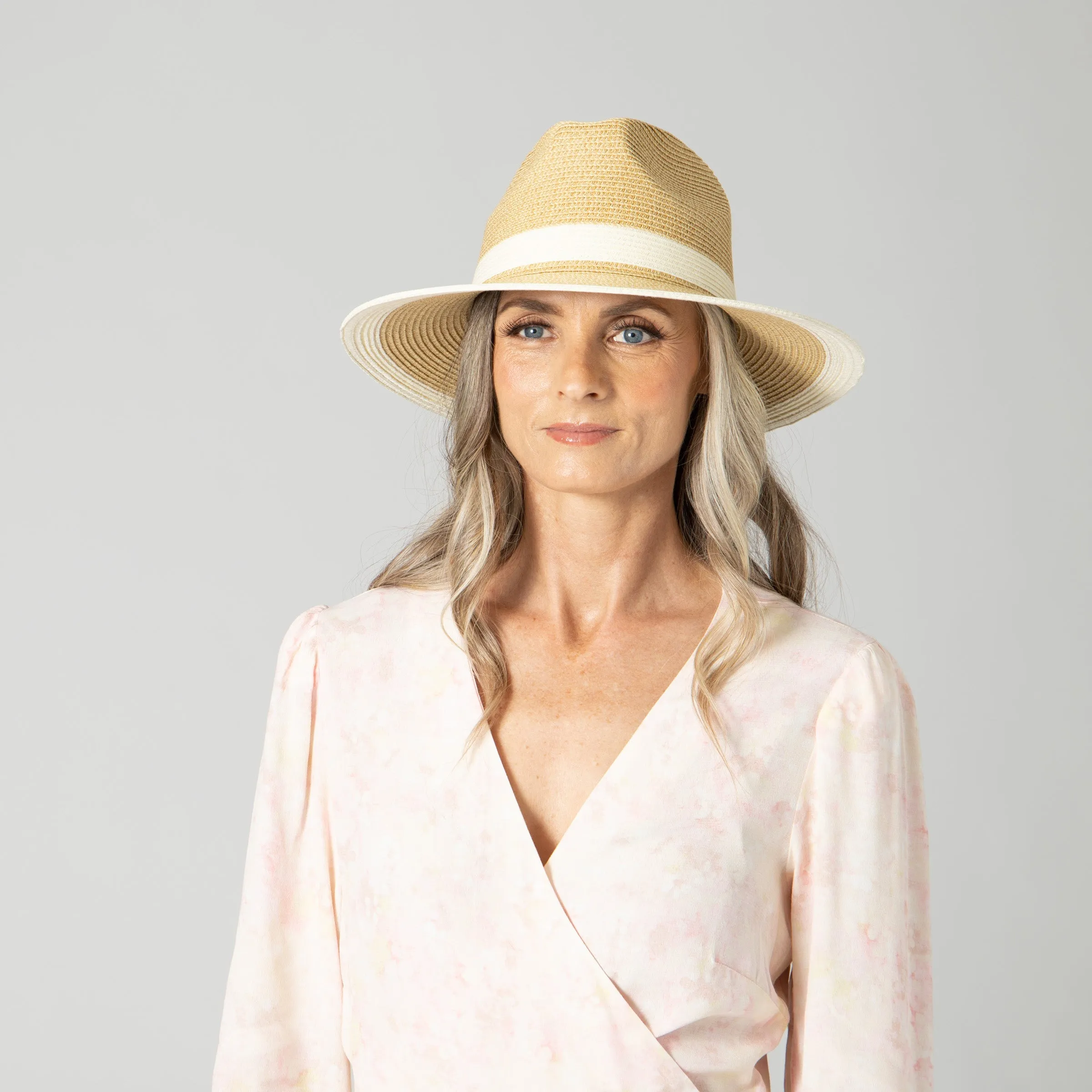 Women's Water Repellent Striped Fedora