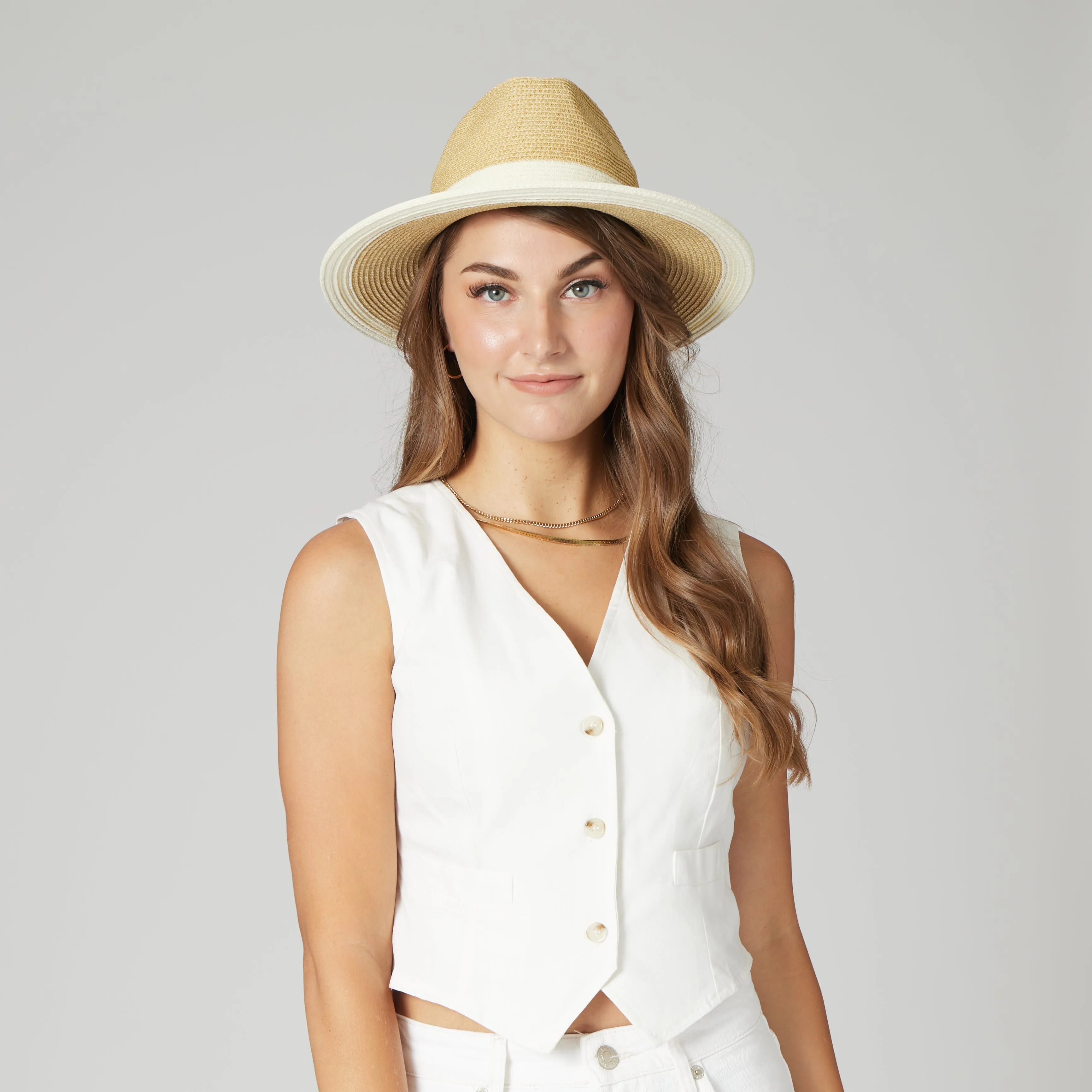 Women's Water Repellent Striped Fedora