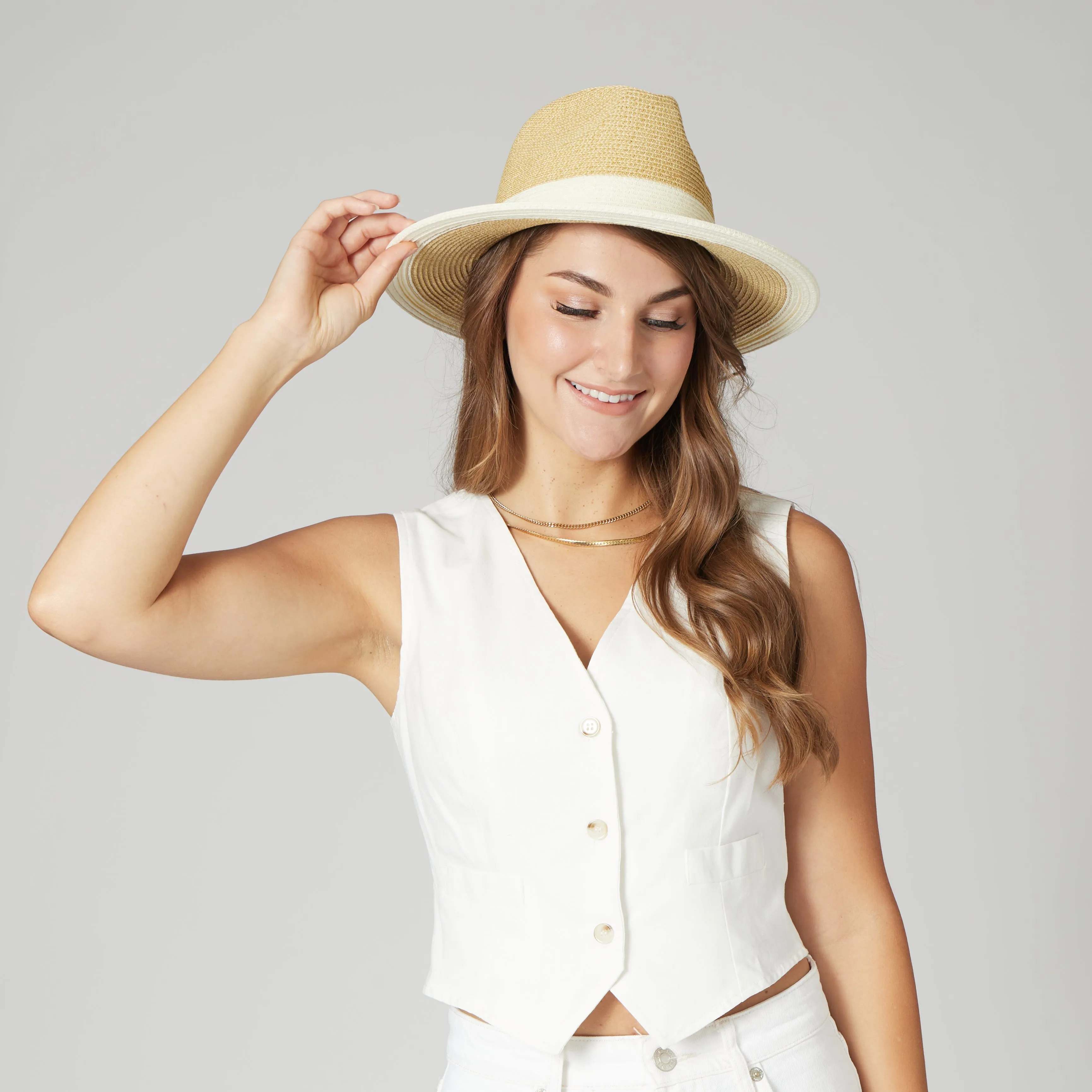Women's Water Repellent Striped Fedora