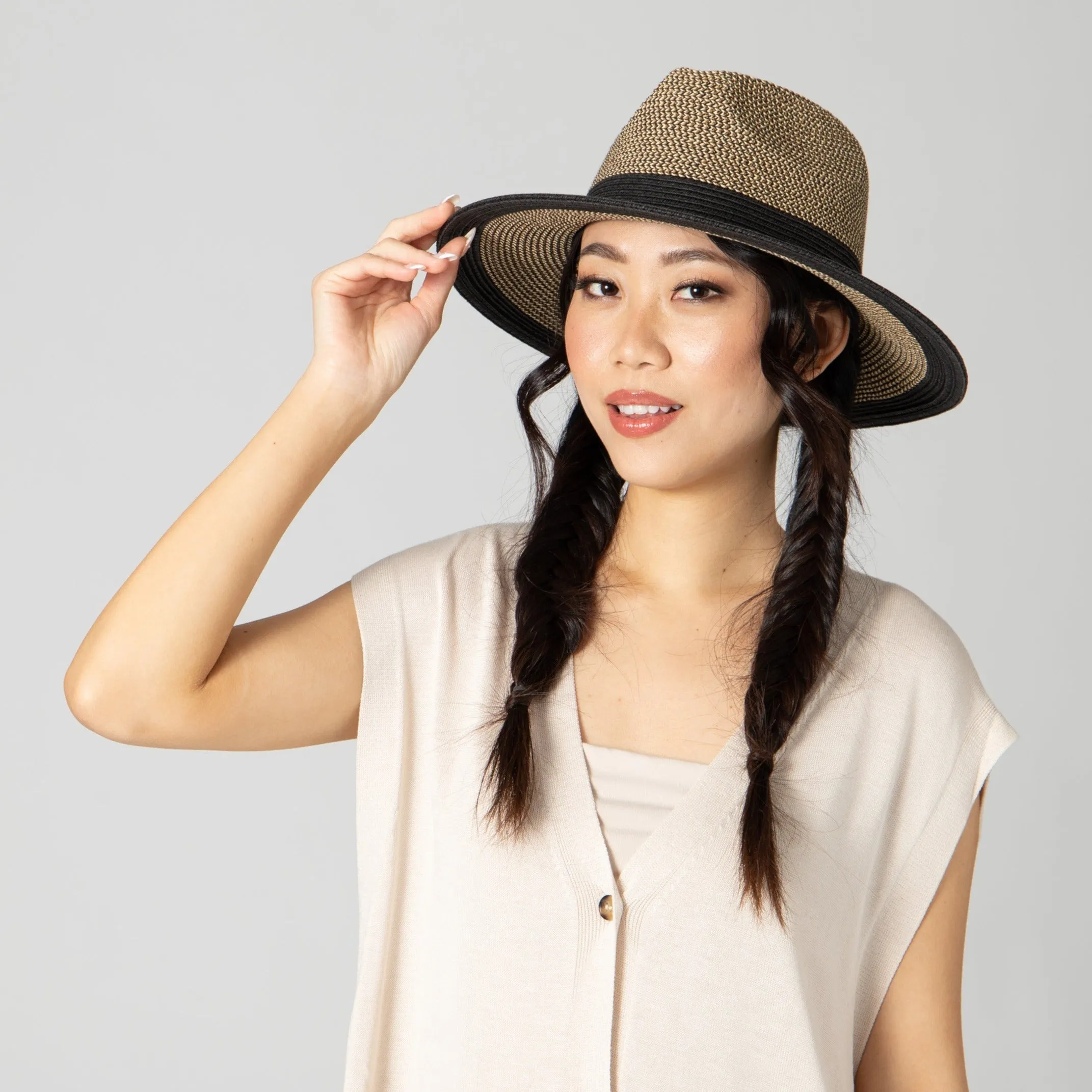 Women's Water Repellent Striped Fedora