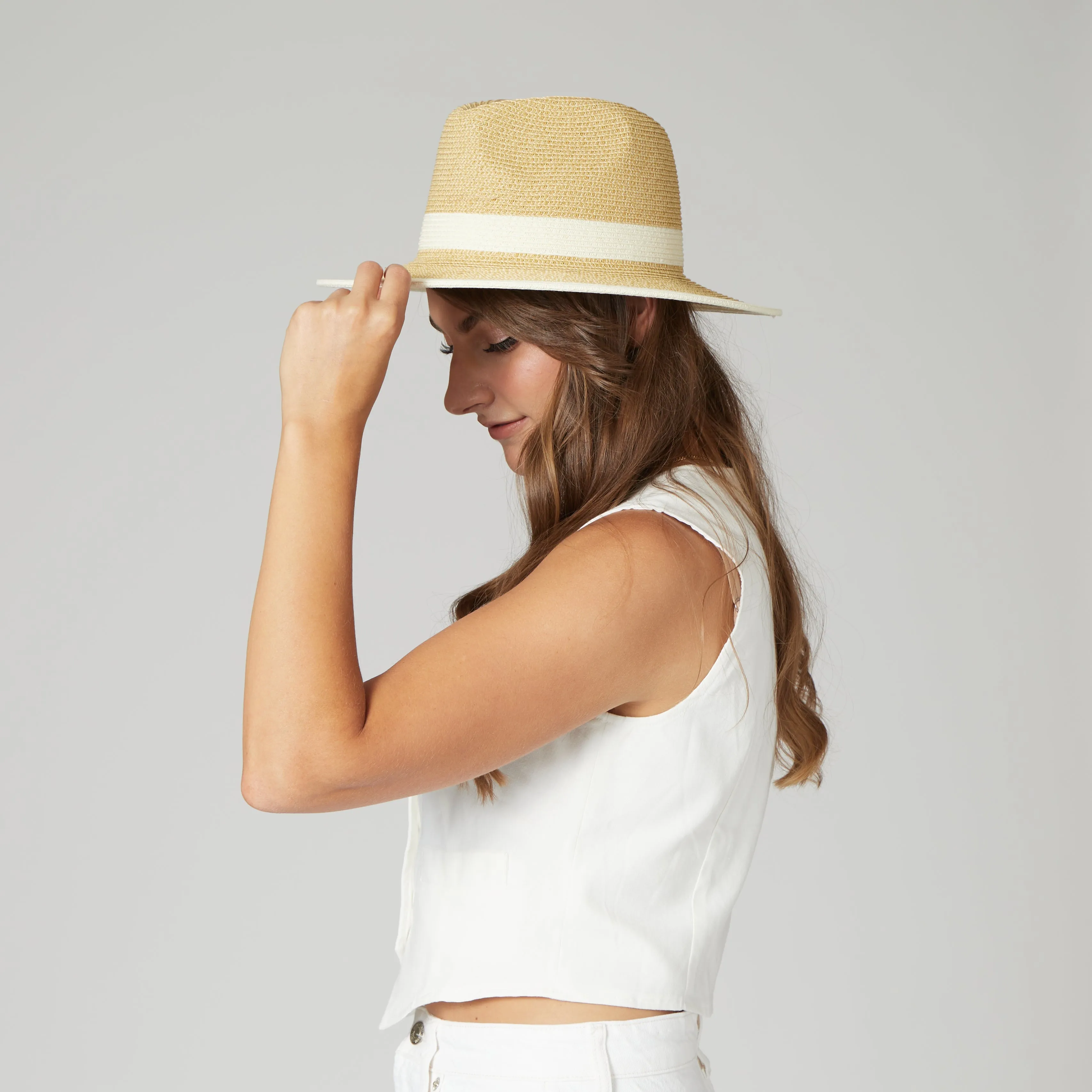 Women's Water Repellent Striped Fedora