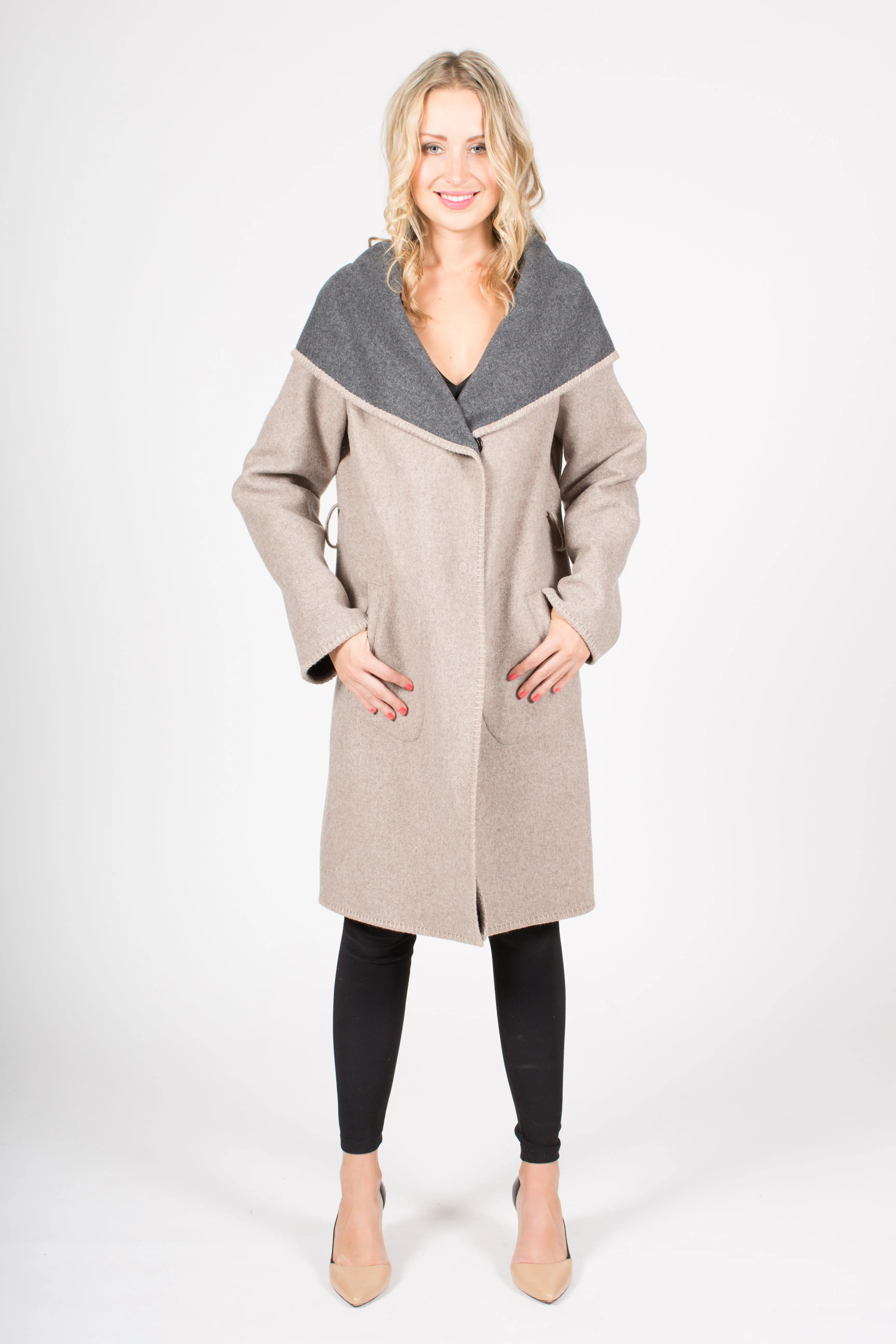 Wool Blend Coat with Oversized Hood
