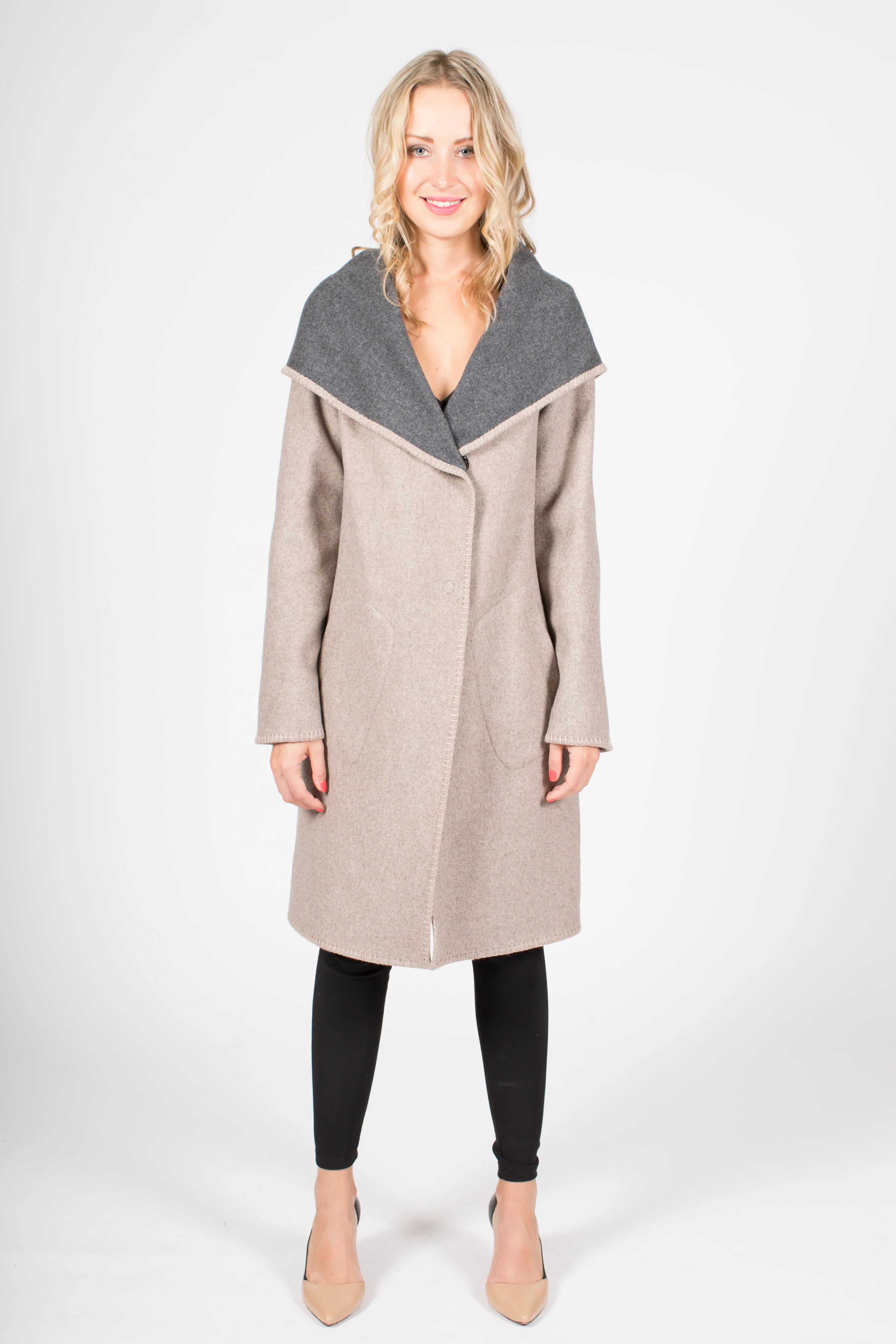 Wool Blend Coat with Oversized Hood